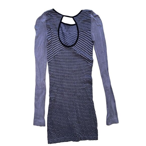 Free People Intimately Purple/Black Stripe Longsleeve BodyCon Dress XS/S - Picture 6 of 6